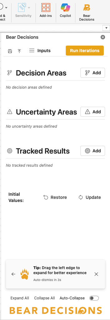 Bear Decisions Initial Interface