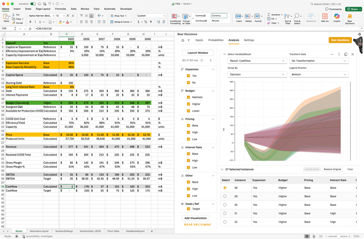 Pushing Selected Scenario to Excel